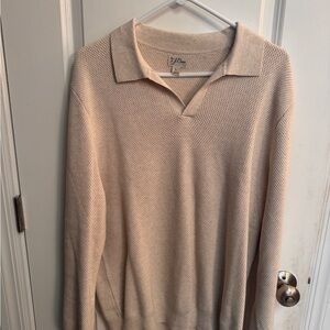 J. Crew Men's long sleeve Sweater polo in cream/tan. Barely worn, looks great.
